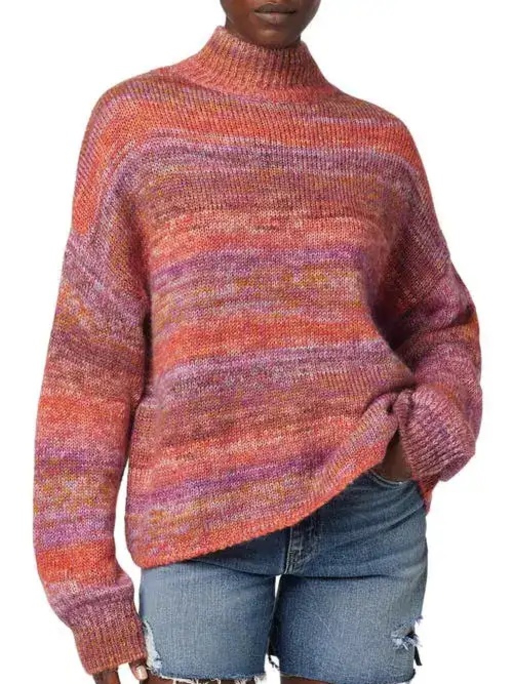 Hudson Los Angeles Pink Space Dye Mock Neck Sweater Size S